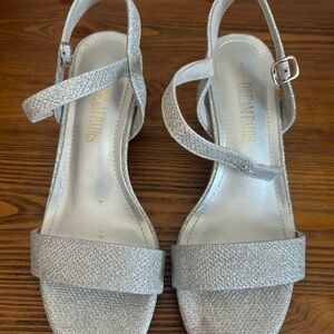 Dream Pairs Women's Glittery Silver Sandals